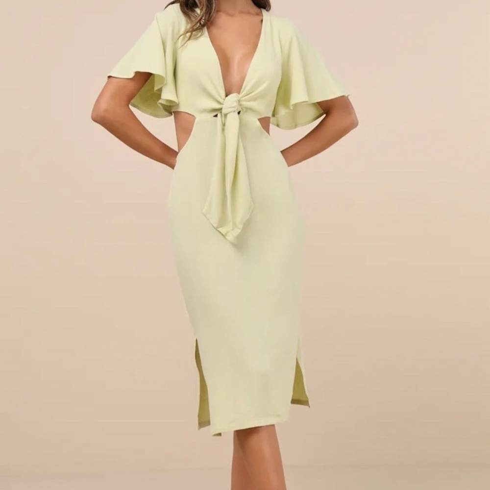 Lulu's Light Green Backless Tie-Front Dress